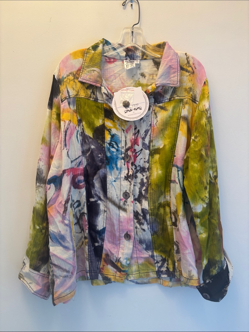 Parsley & Sage | NWT Women's Tie-Dye Denim Casual Button-Up W/pockets Sz 1x